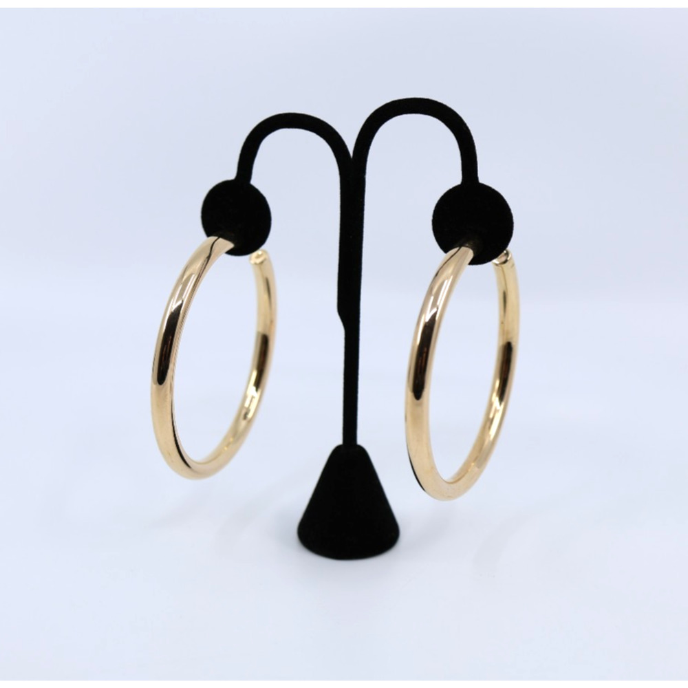 D0 JENNIFER FISHER Samira Goldplated 3” Solid 14K Gold Posts Hoops Earrings $650